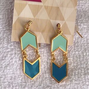 Foxy Originals Turquoise Teal Geometric Dangly Earrings NWT